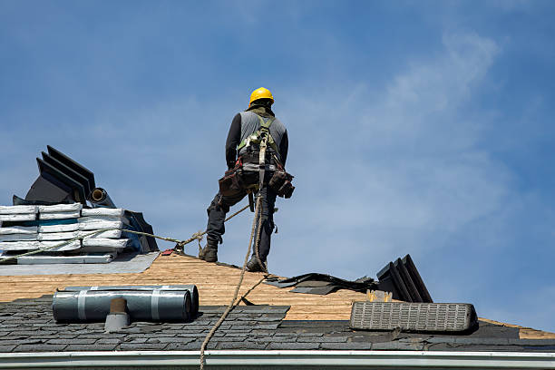 Professional Gutter Installation technician working in Newport, NH